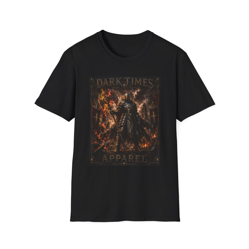 Dark Times Graphic T‑Shirt — Flaming Knight 'Dark Times' Design