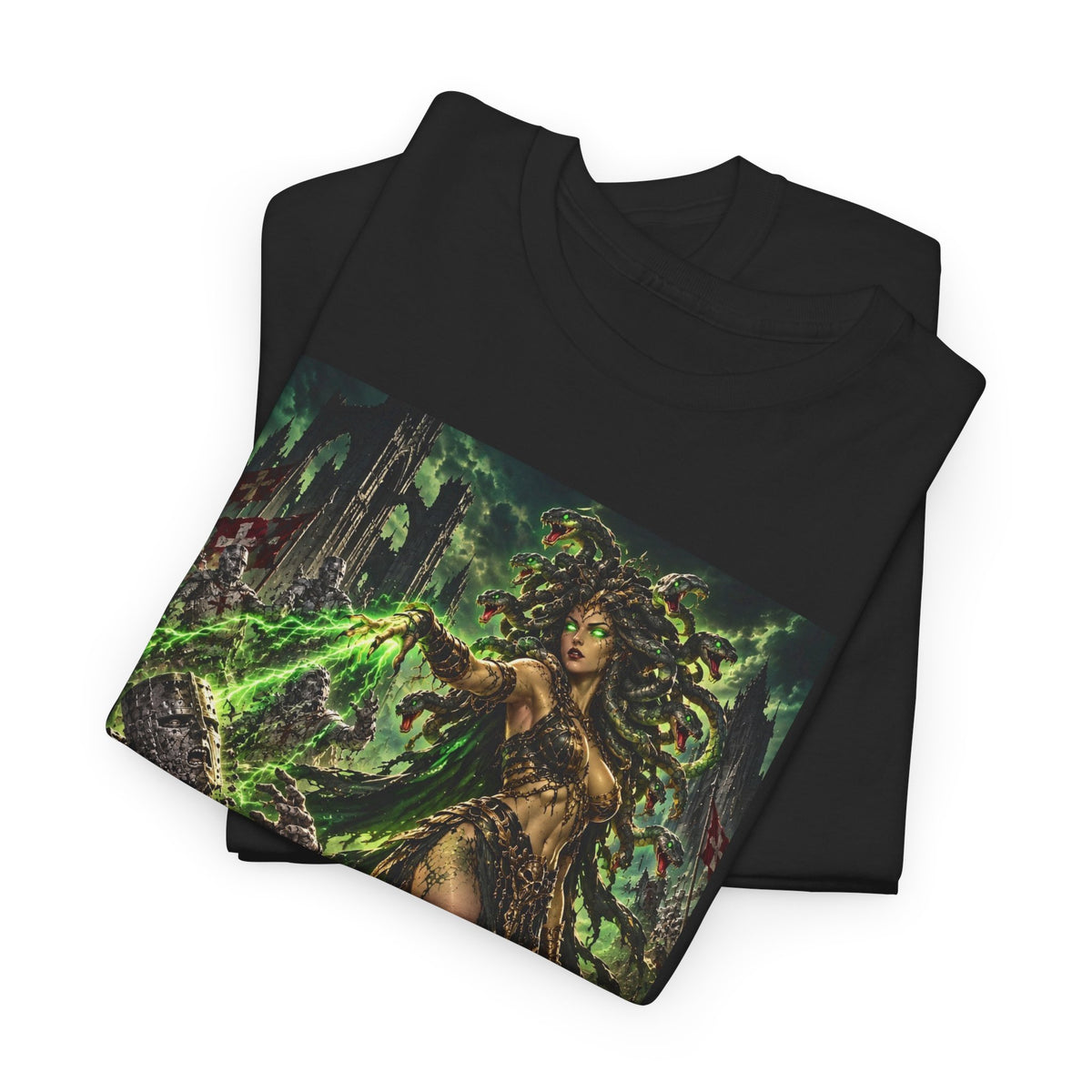Dark Goddess Battle Scene T-Shirt — Fantasy Metal "Darktimes Apparel" Graphic Tee