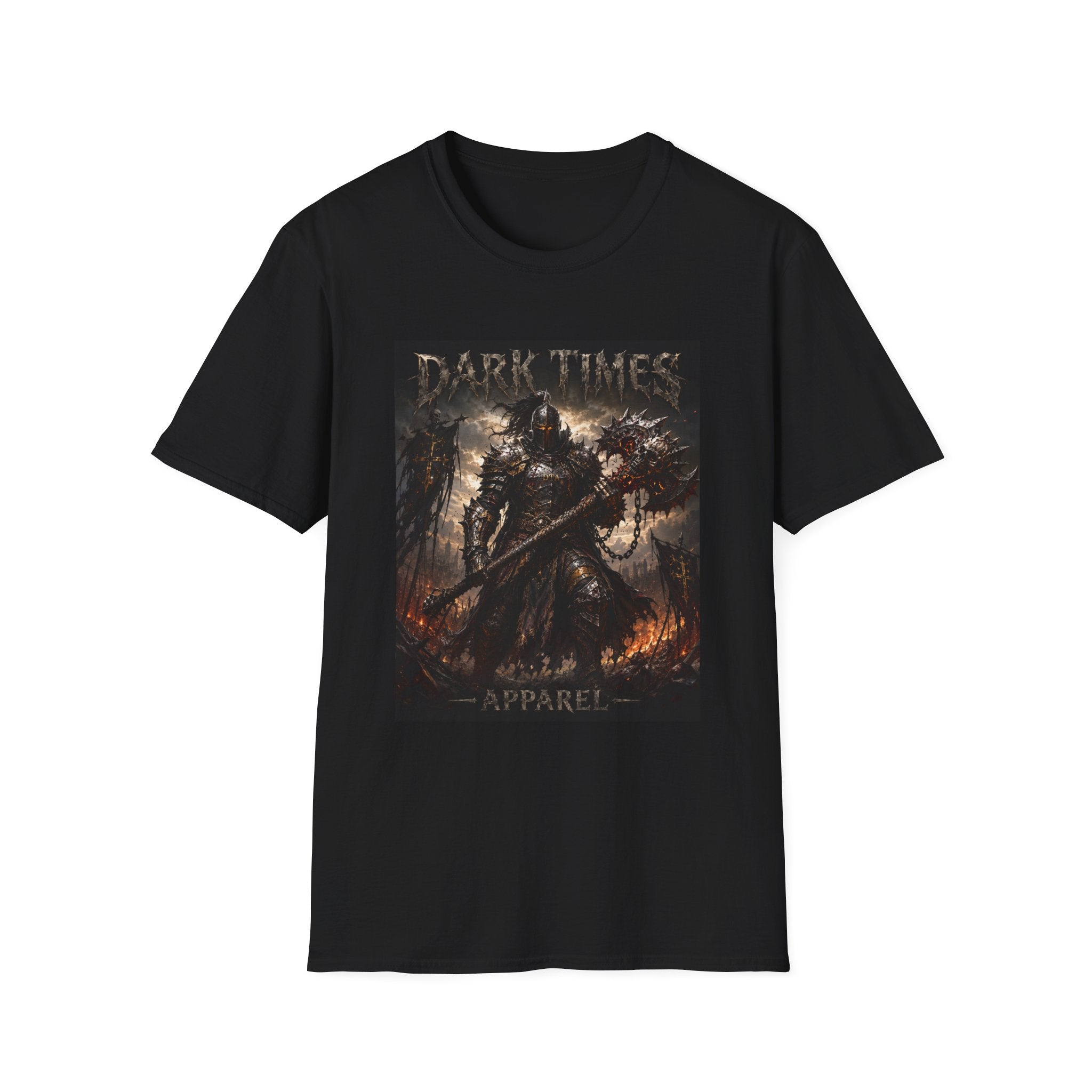 Dark Times Warrior T-Shirt — Gothic Fantasy Knight Graphic Tee