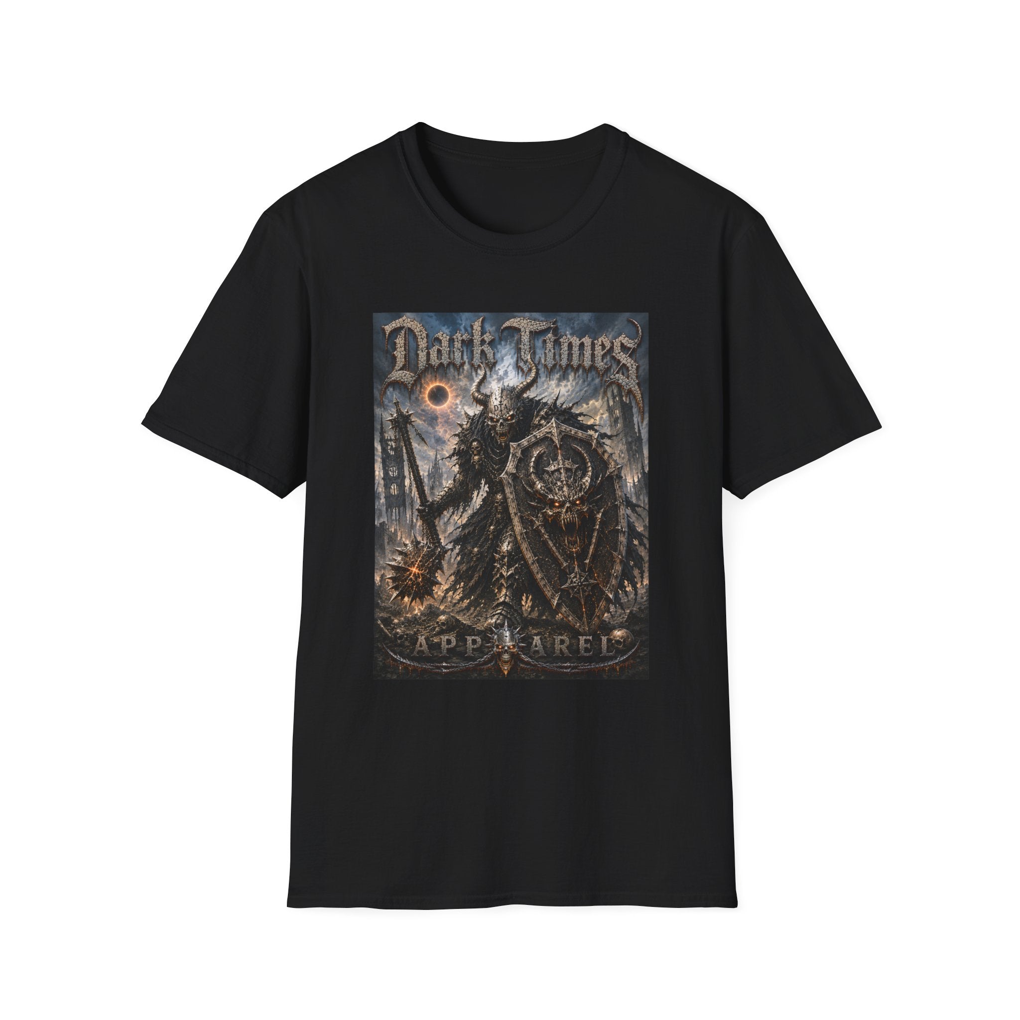 Dark Times Graphic T‑Shirt — Gothic Apocalyptic Metal Band Style