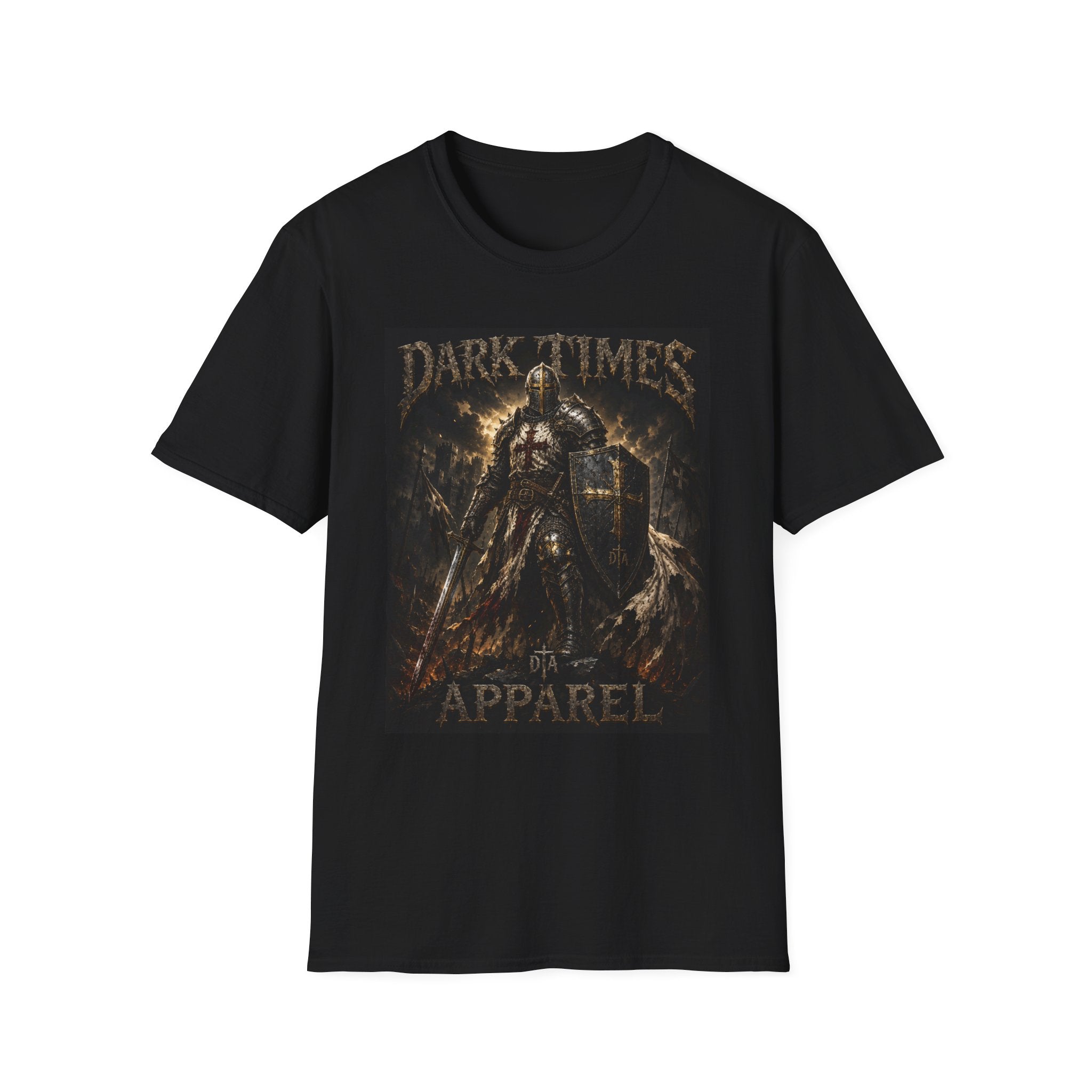 Dark Times Knight T-Shirt — Gothic Medieval Armor Graphic Tee