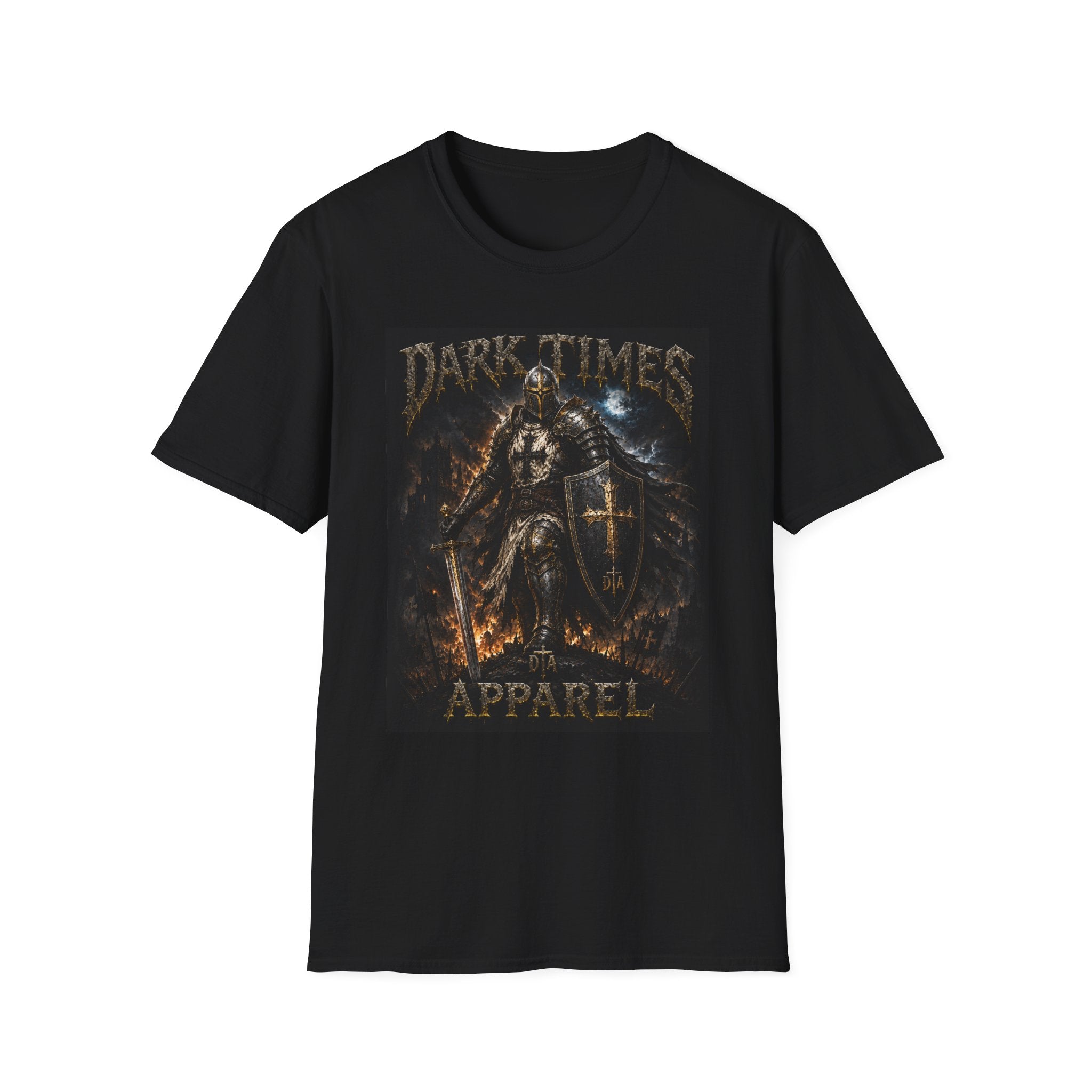 Dark Times Knight T-Shirt — Gothic Medieval Armor Graphic Tee