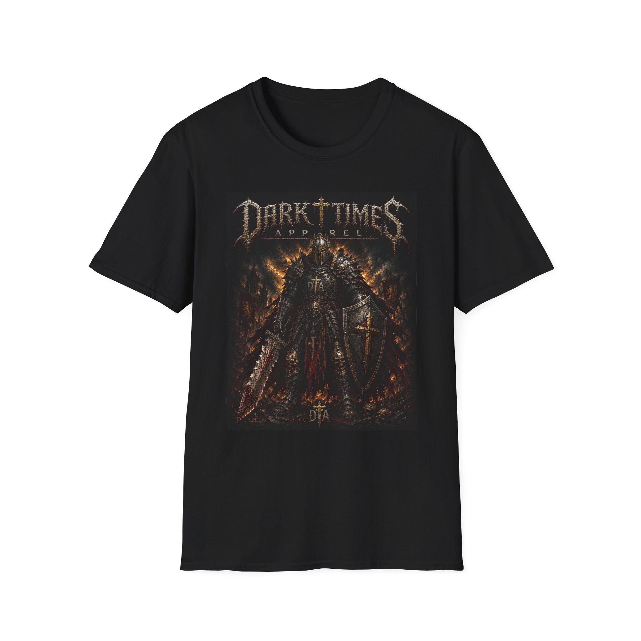 Dark Times Knight T-Shirt — Gothic Medieval Armor Graphic Tee
