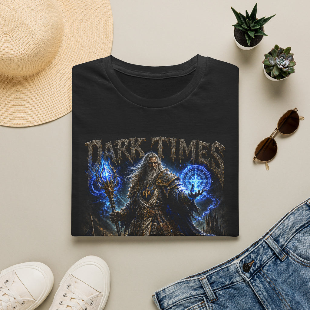 Dark Times Mage T-Shirt — Mystic Wizard Lightning Graphic Tee