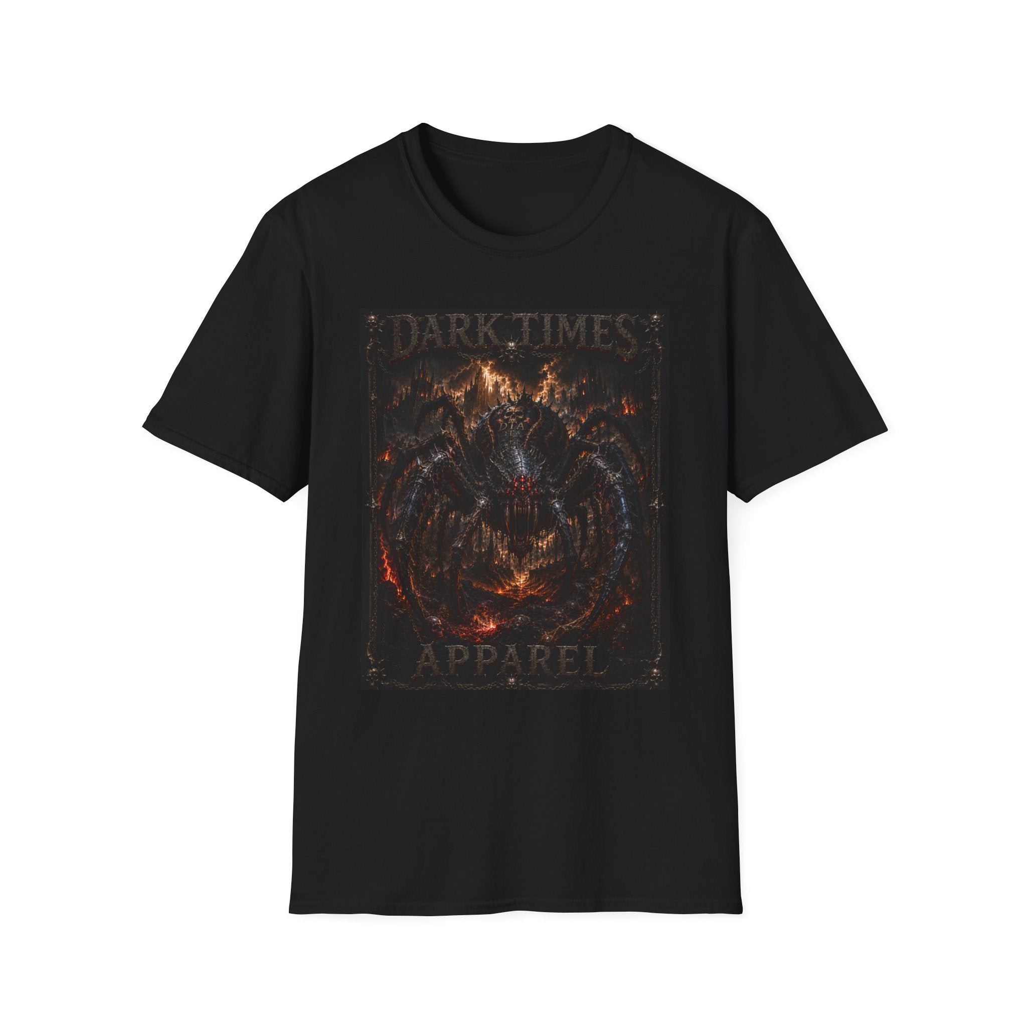 Dark Times Graphic Tee — Gothic Spider Inferno Shirt