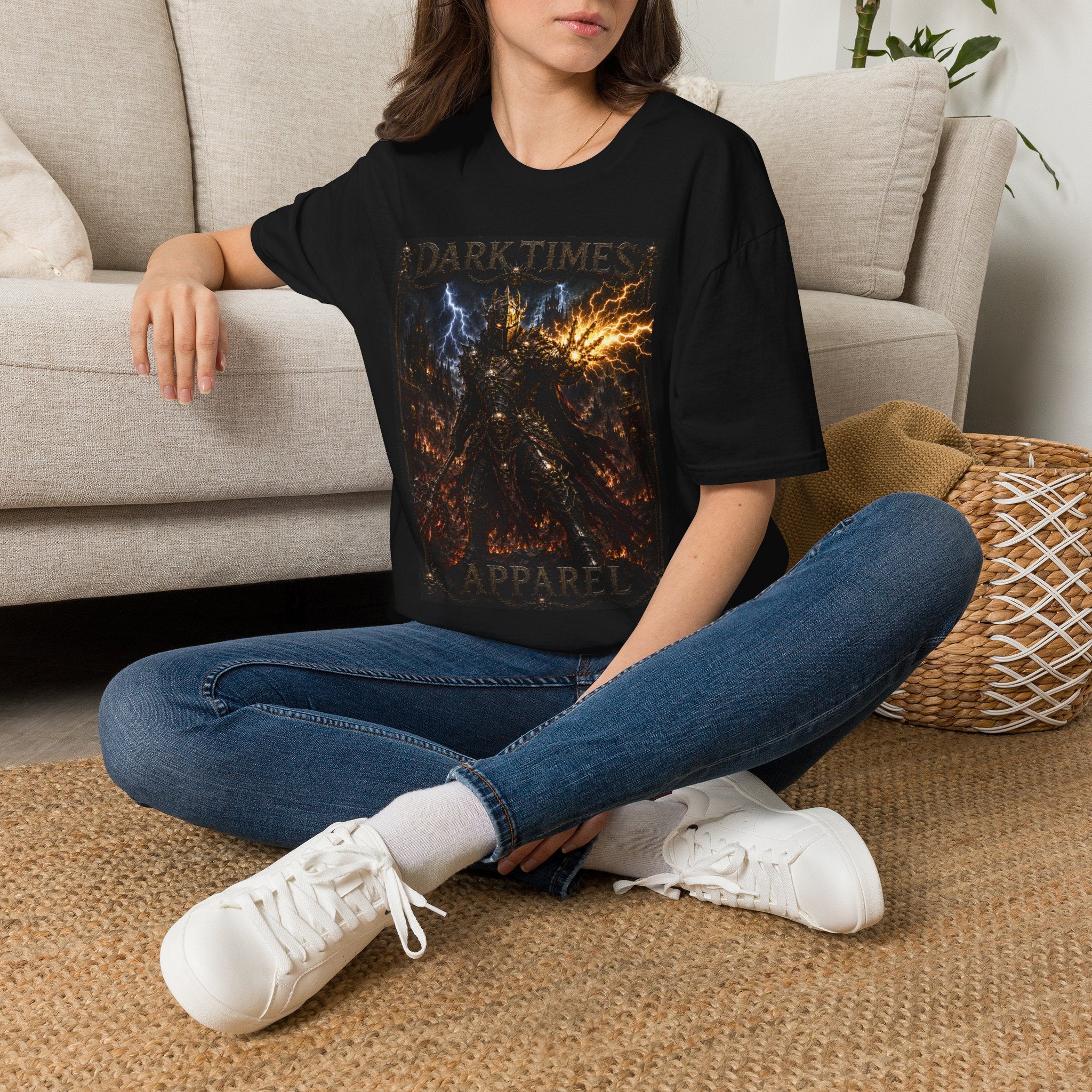 Dark Times Graphic T-Shirt — Lightning & Fire Gothic Band Tee