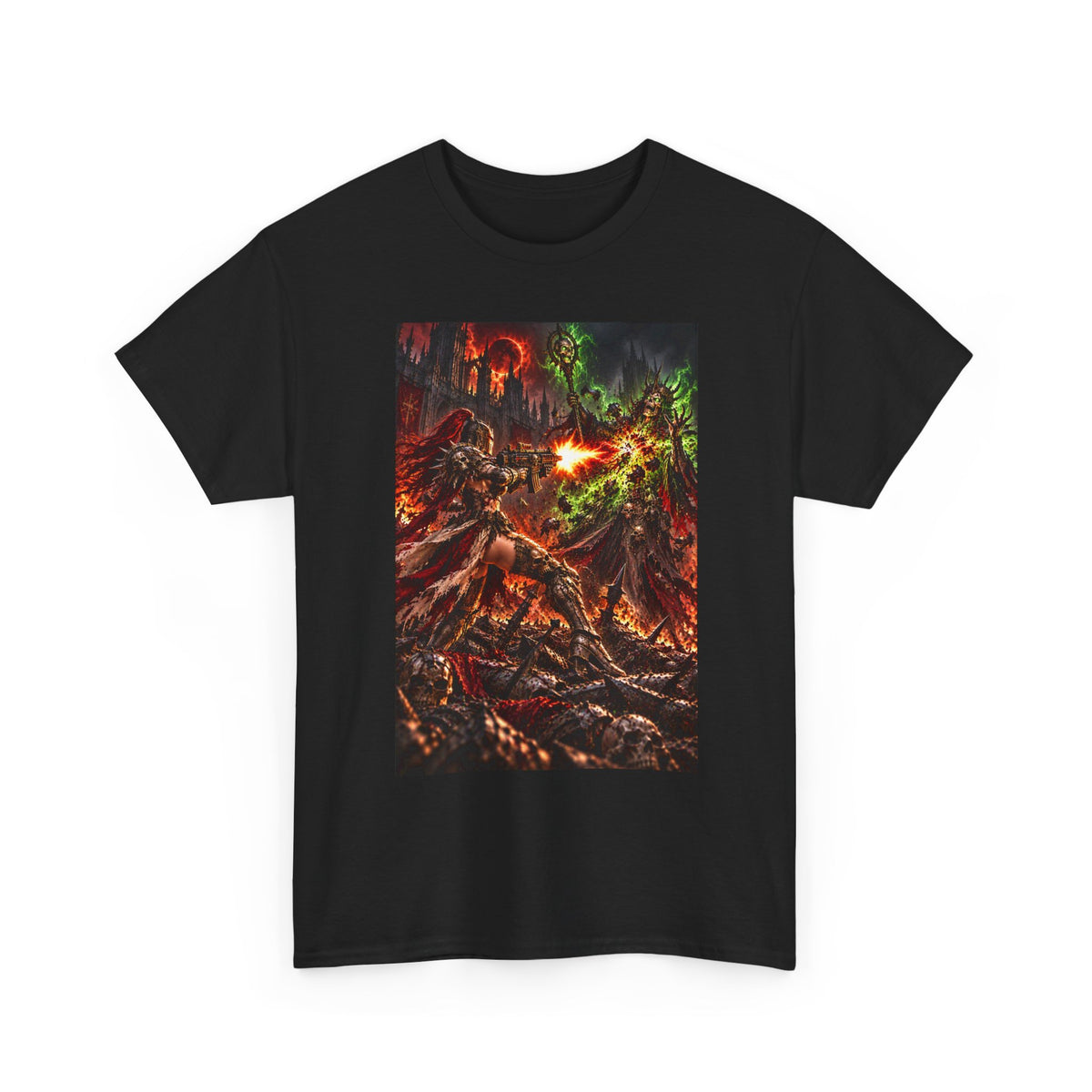 Metal Fantasy Graphic Tee — 'Dark Times Apparel' War Scene T-Shirt