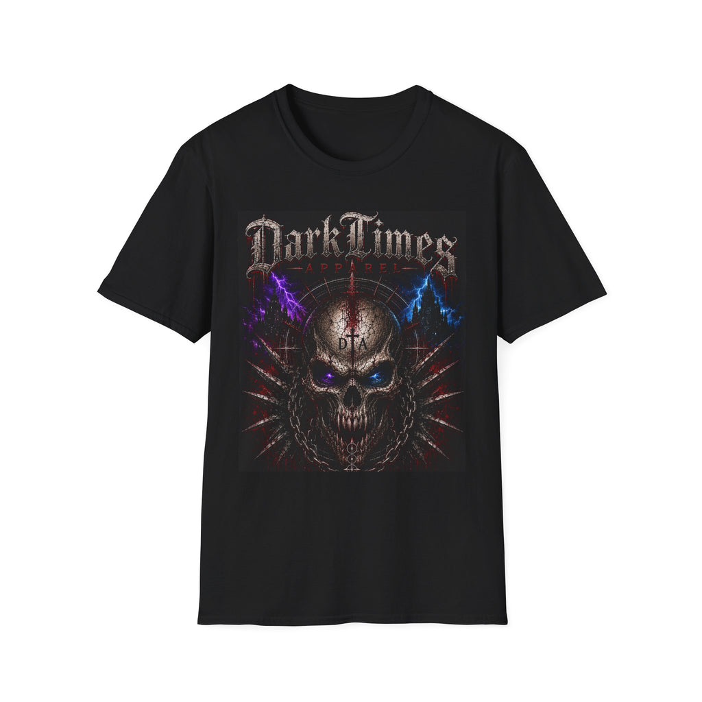 Dark Times Skull Tee — Gothic Electric Lightning Rock T-Shirt
