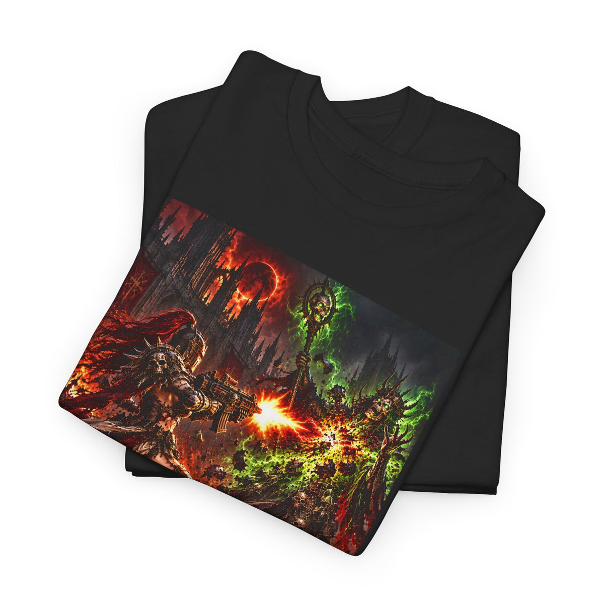 Metal Fantasy Graphic Tee — 'Dark Times Apparel' War Scene T-Shirt
