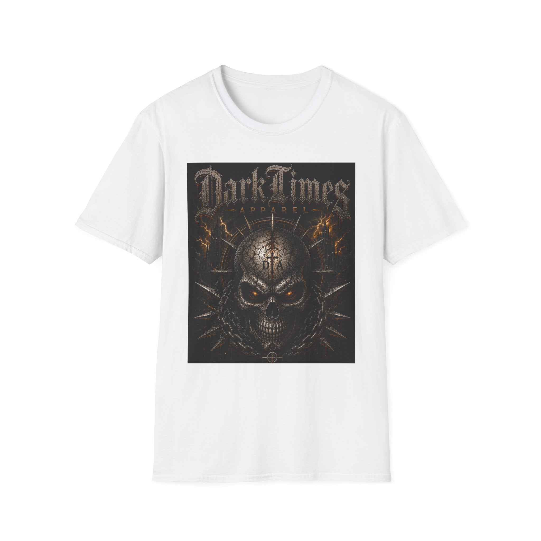 Dark Times Skull T-Shirt — Gothic Lightning Graphic Tee