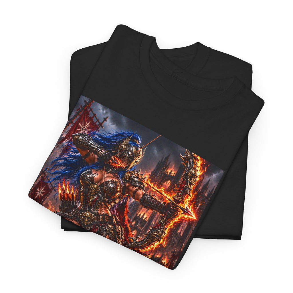 Dark Fantasy Warrior T-Shirt — Apocalyptic Battle Graphic Tee