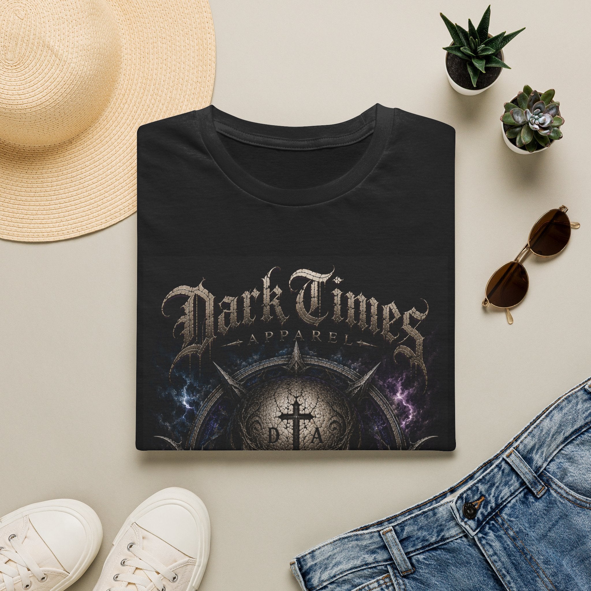 Skull Cross Graphic T‑Shirt — “Dark Times” Gothic Band Tee