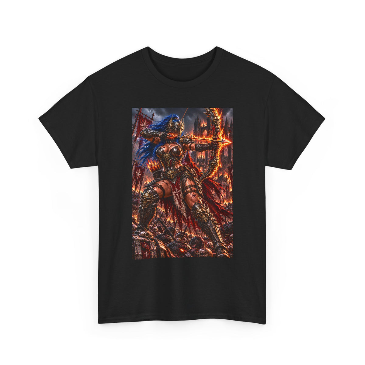 Dark Fantasy Warrior T-Shirt — Apocalyptic Battle Graphic Tee