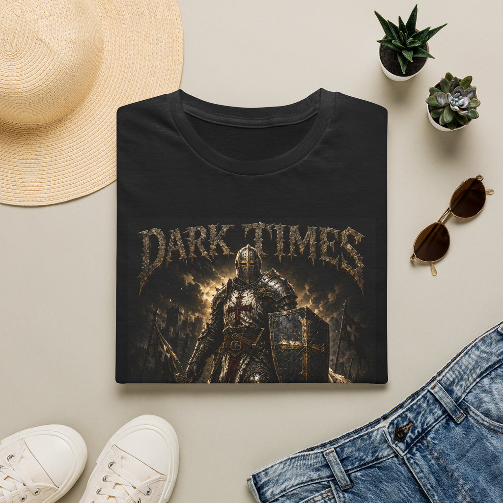 Dark Times Knight T-Shirt — Gothic Medieval Armor Graphic Tee
