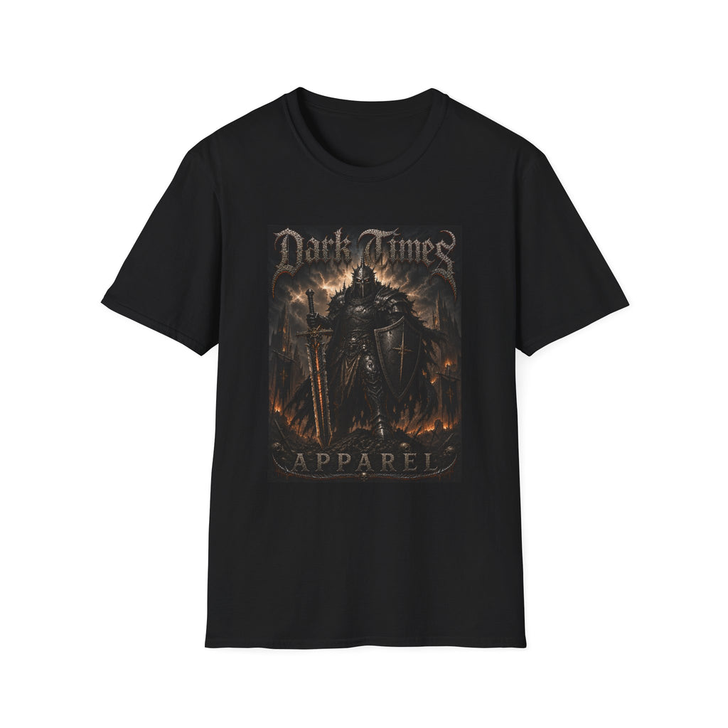 Dark Times Knight Graphic T-Shirt — Medieval Warrior Armor Metal Band Tee