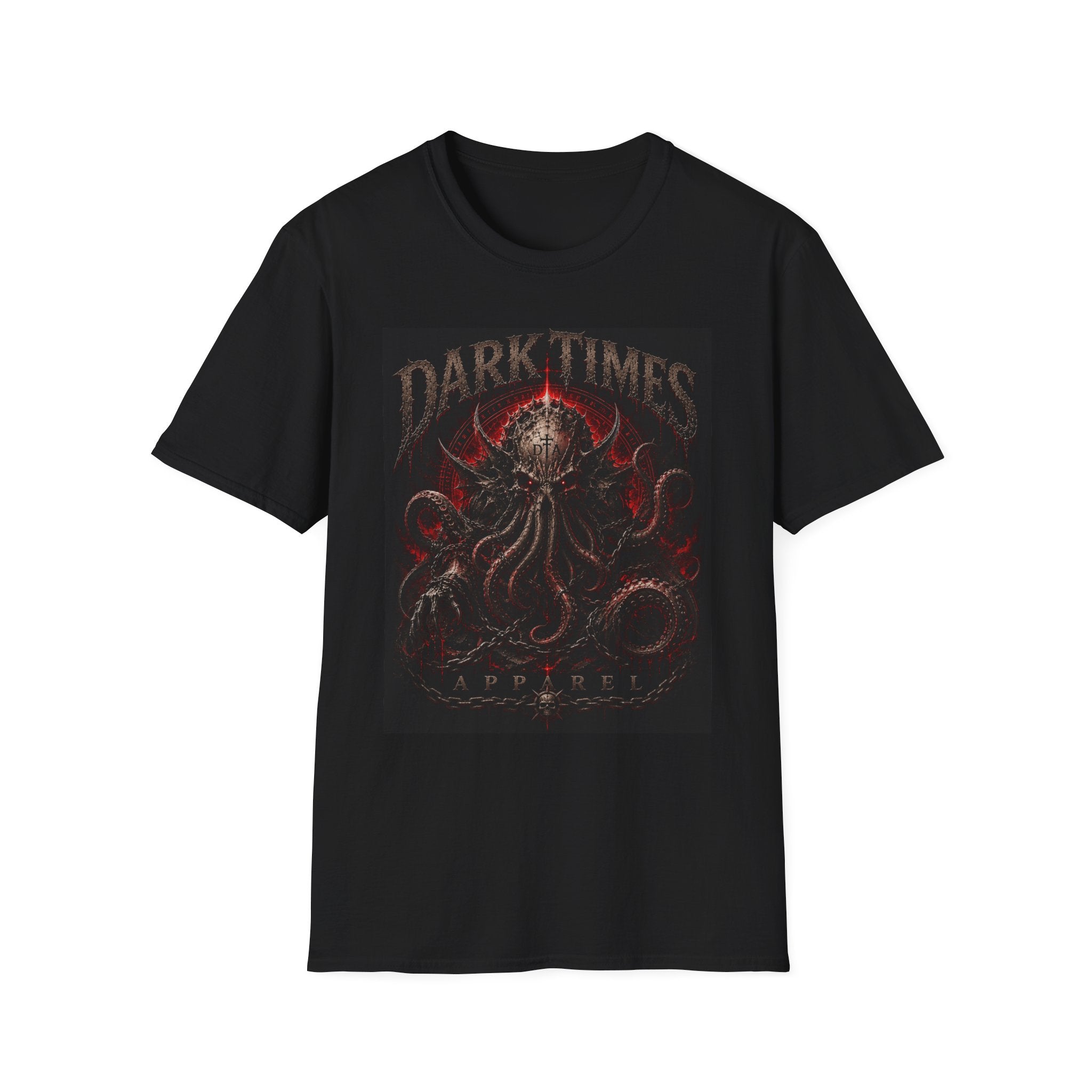 Dark Times Horror Graphic T-Shirt — Cthulhu Octopus Skull Design
