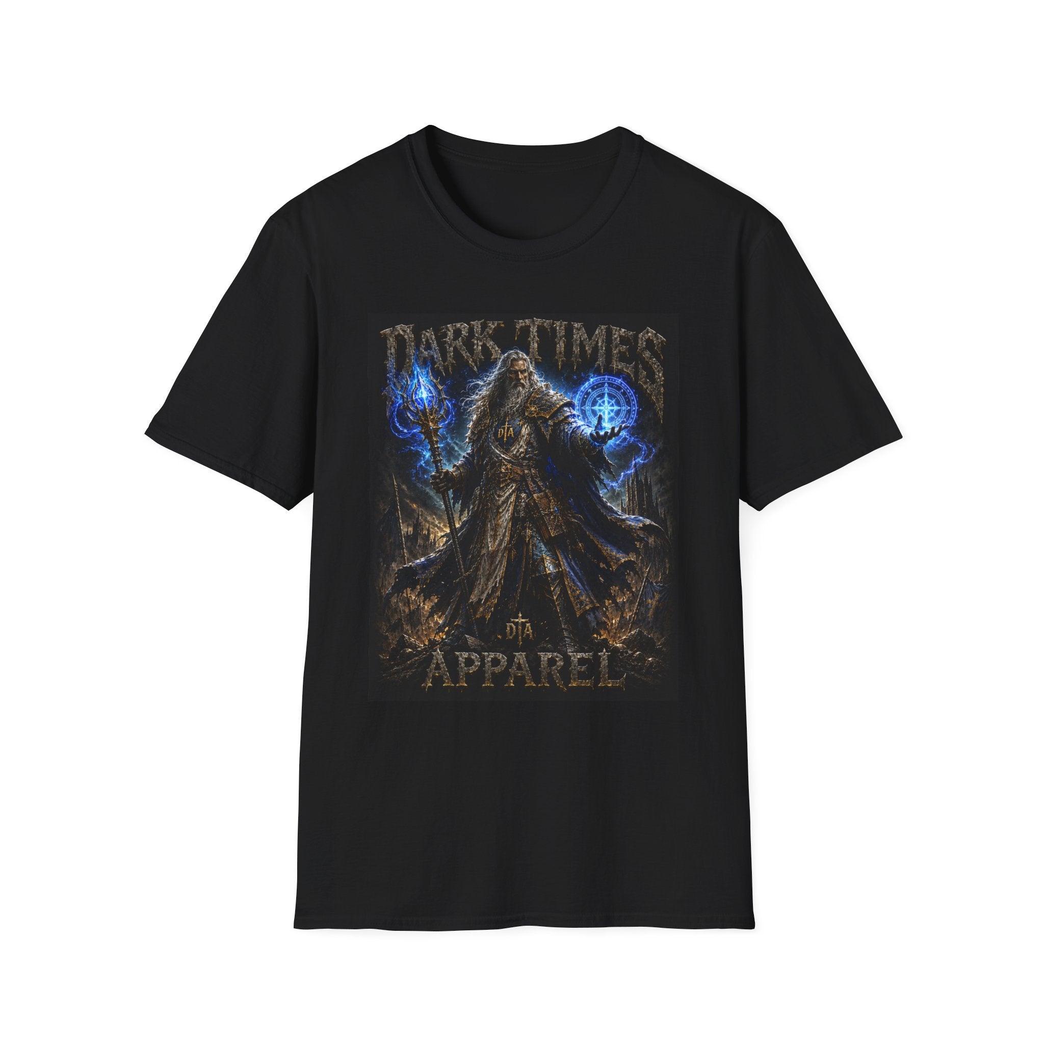 Dark Times Mage T-Shirt — Mystic Wizard Lightning Graphic Tee