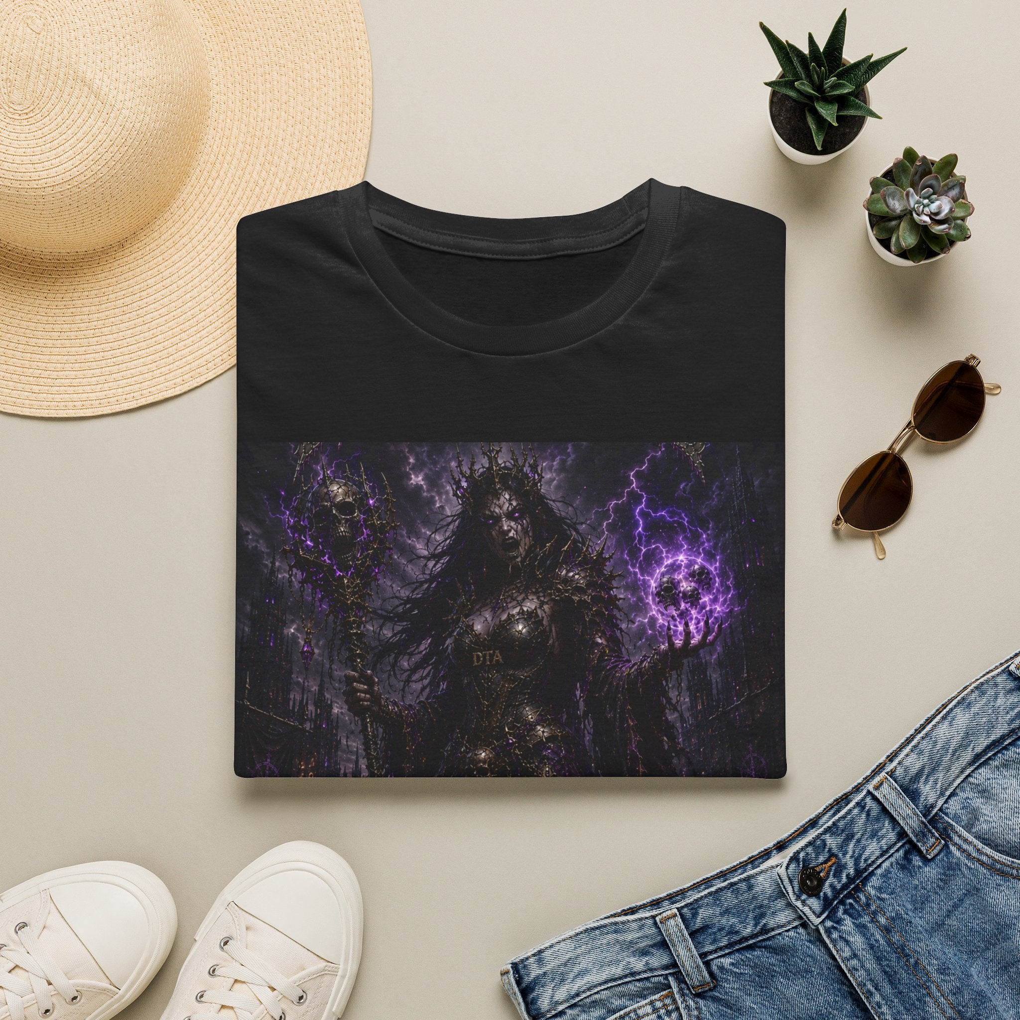 Dark Sorceress T-Shirt — Gothic Witch Mage with Purple Orb