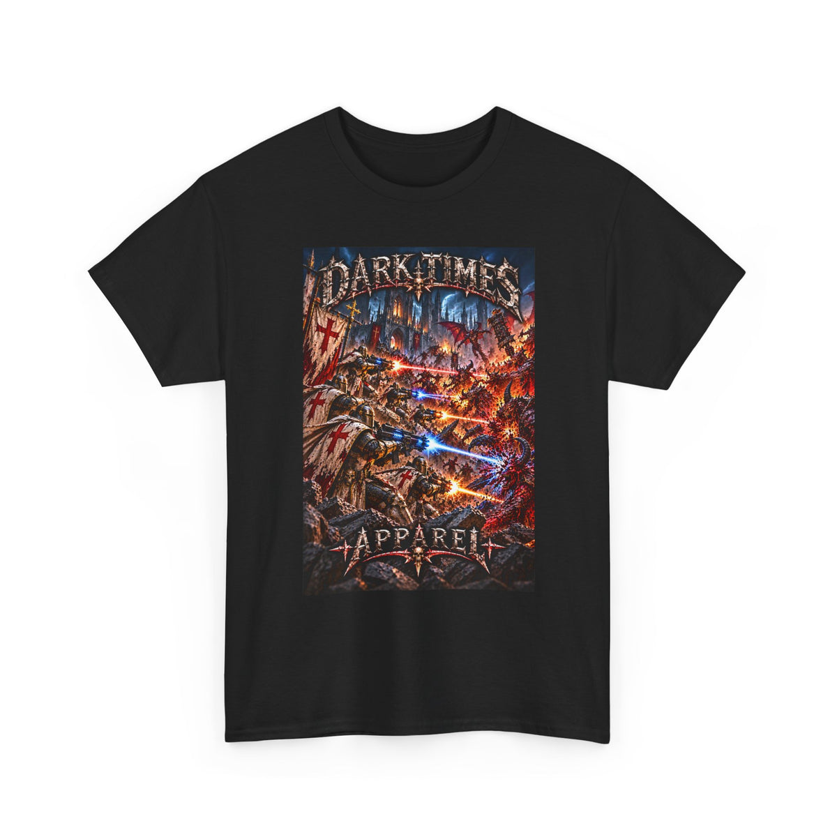 Dark Times Apparel Metal Band T-Shirt — Gothic Battle Artwork Tee