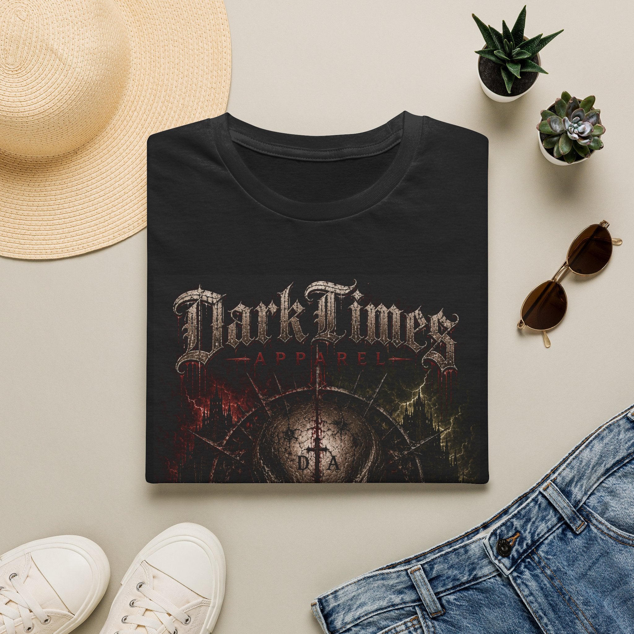T-Shirt — "Dark Times" Skull Graphic Tee (Gothic Metal Band Vibe)