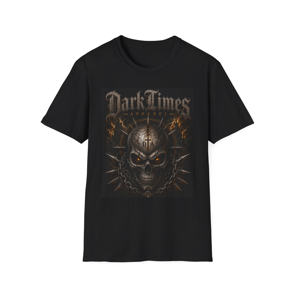 Dark Times Skull T-Shirt — Gothic Lightning Graphic Tee