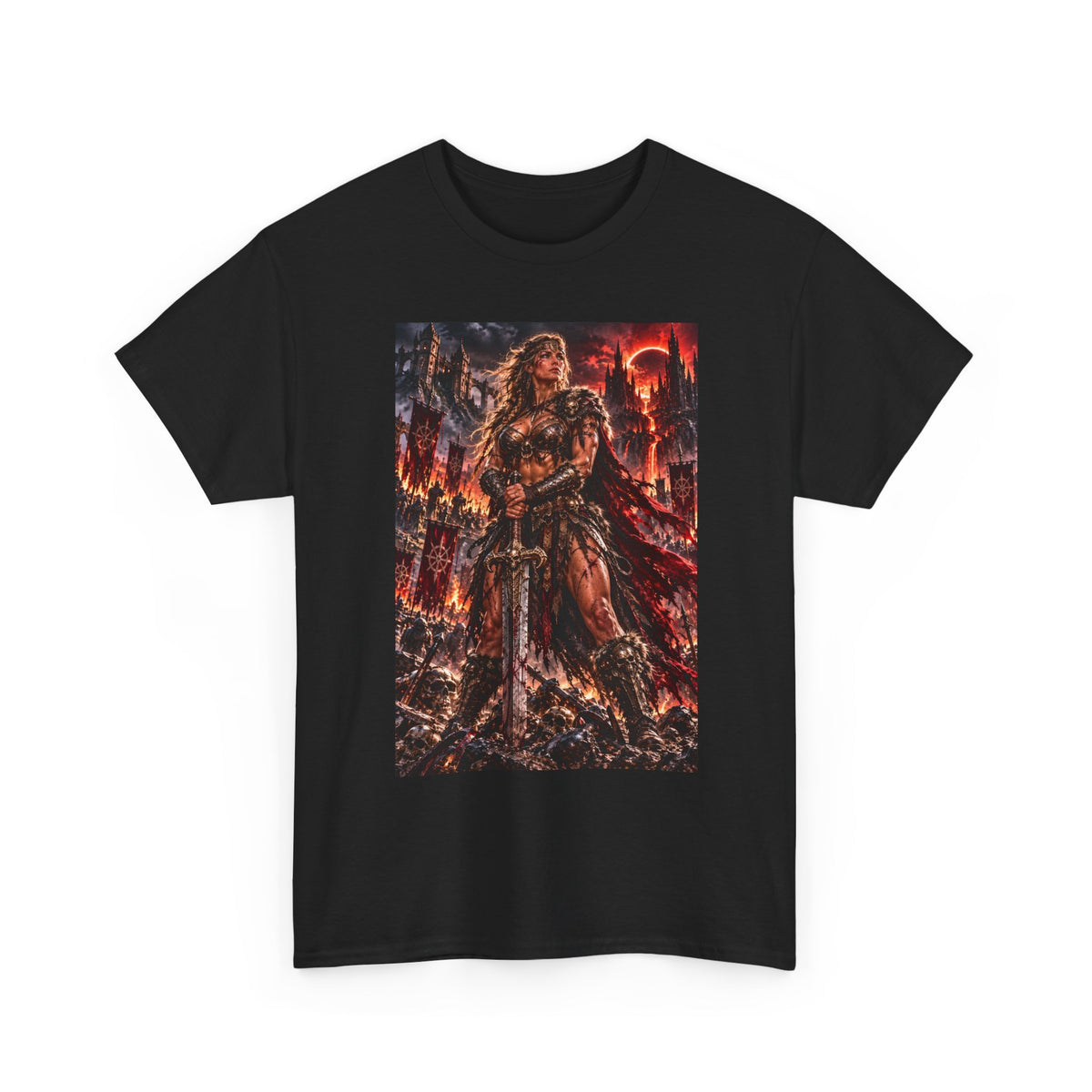 Warrior Goddess Graphic Tee — Dark Times Apparel Metal Fantasy T‑Shirt