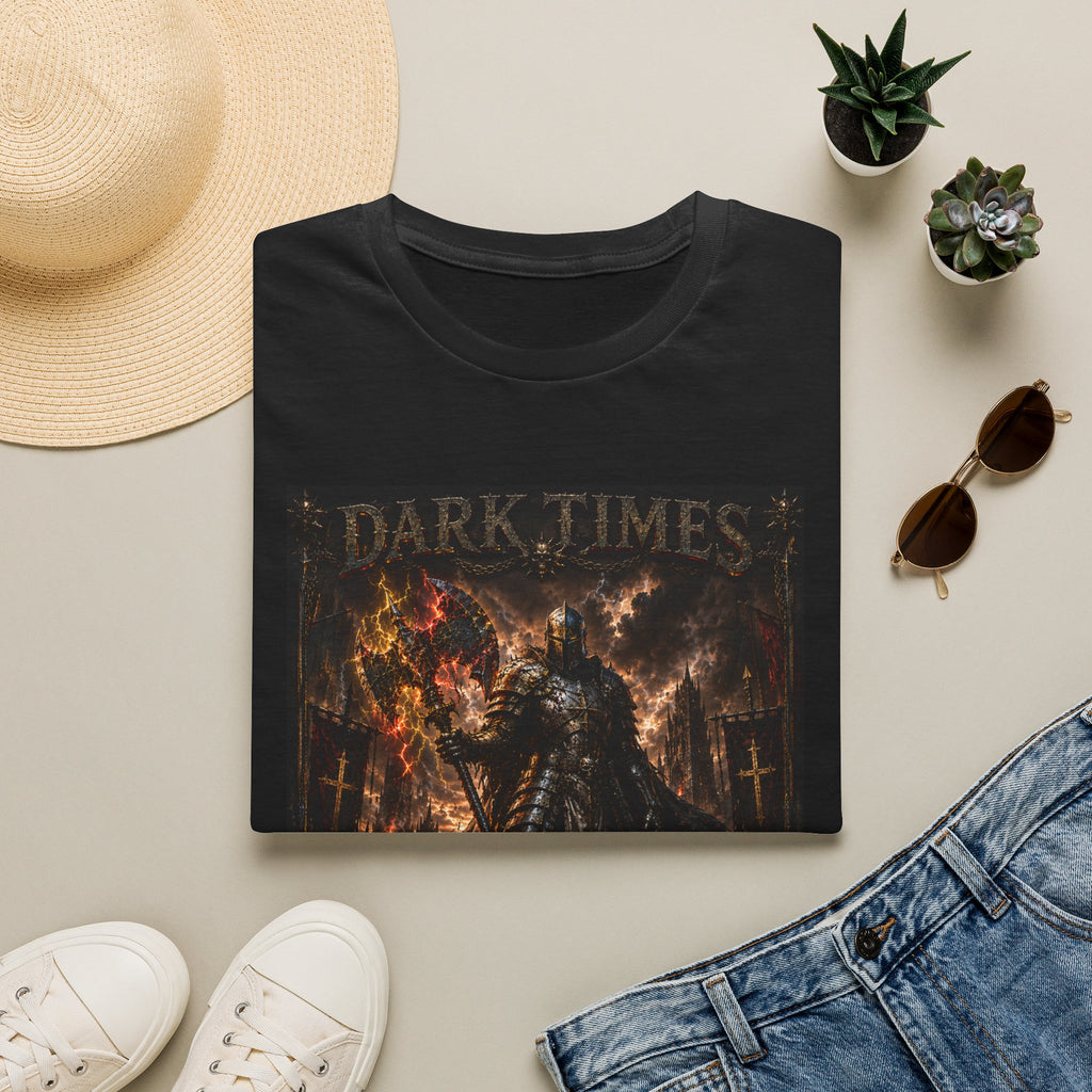 Dark Times Graphic T‑Shirt — Flaming Knight 'Dark Times' Design
